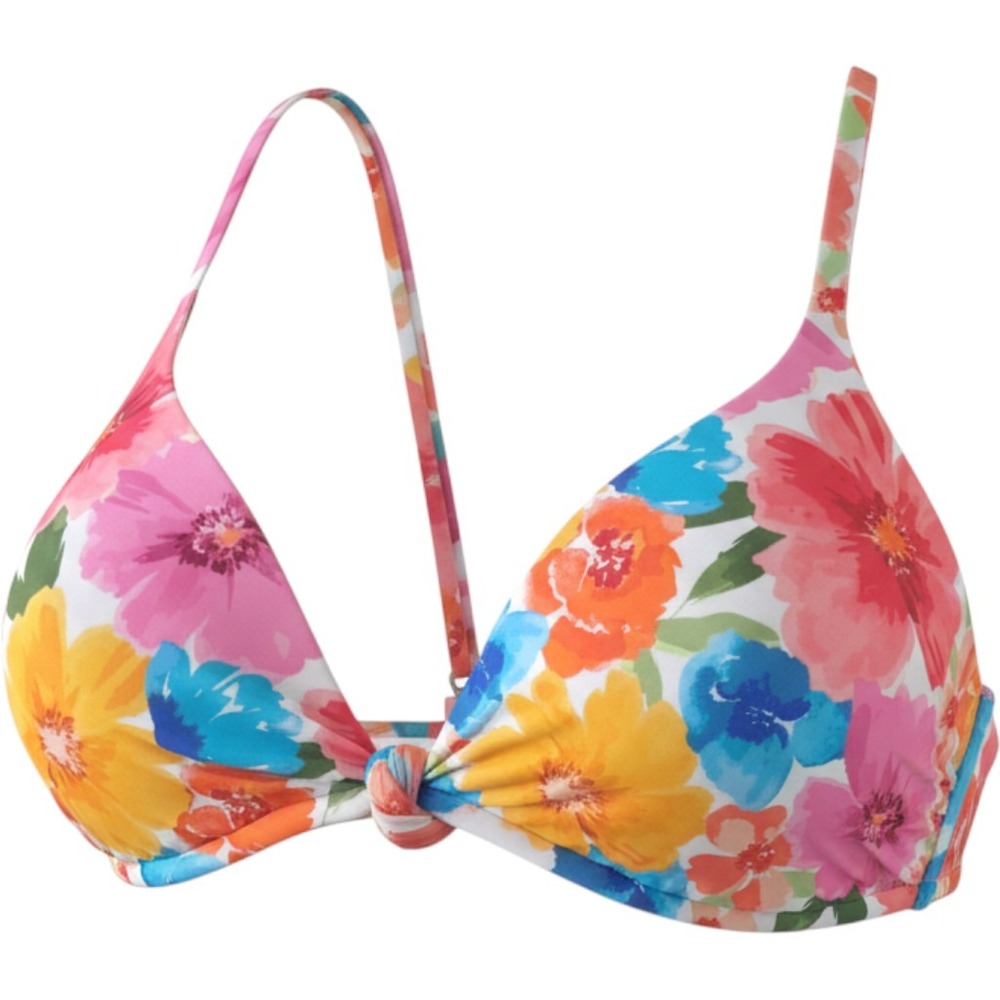 Shade & Shore Floral Knot Front Bikini Top 34D Multicolor Tropical Swim NWT